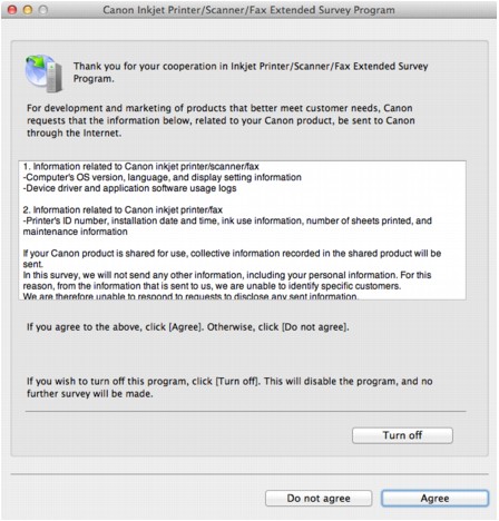 figure: Inkjet Printer/Scanner/Fax Extended Survey Program screen in Macintosh