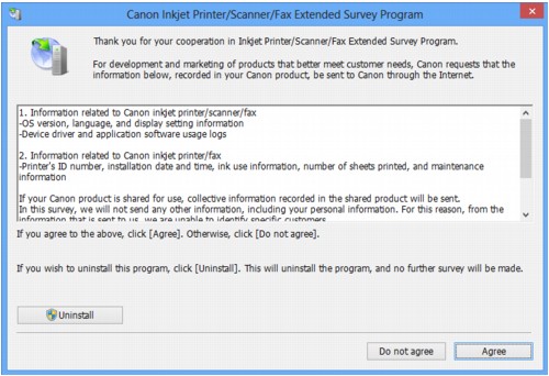 obrázek: Obrazovka programu Inkjet Printer/Scanner/Fax Extended Survey Program v systému Windows