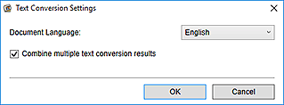 figure: Text Conversion Settings dialog box