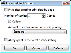 figure: Advanced Print Settings dialog box
