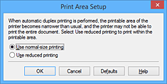 figure:Print Area Setup dialog box