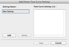 figure: Add/Delete Tone Curve Settings dialog