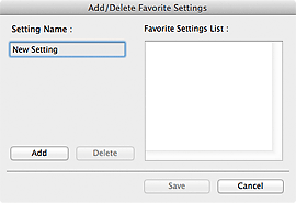 figure: Add/Delete Favorite Settings dialog
