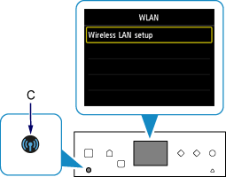 WLAN screen: Select Wireless LAN setup