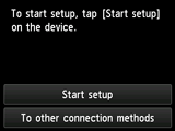 Push button method screen: To start setup, tap Start setup on the device