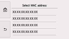 Mac address selection screen