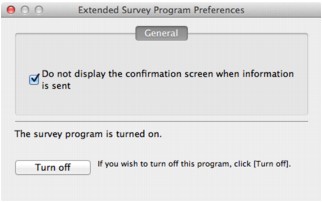 Abbildung: Bildschirm "Einstellungsbildschirm für Extended Survey Program"
