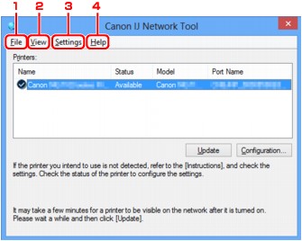 Abbildung: Bildschirm Canon IJ Network Tool