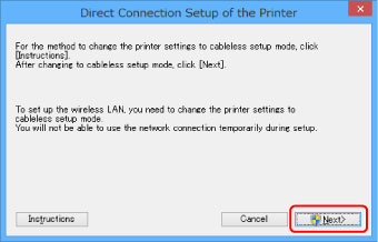 Abbildung: Einrichtung der direkten Verbindung auf dem Drucker