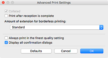 figure: Advanced Print Settings dialog