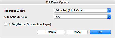 figure: Roll Paper Options dialog