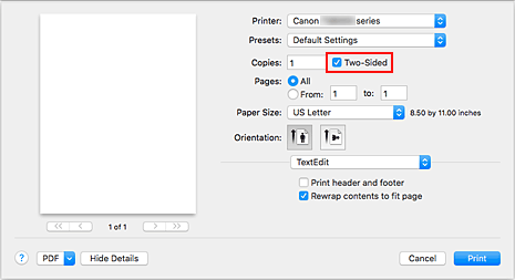 figure:Two-Sided in the Print dialog