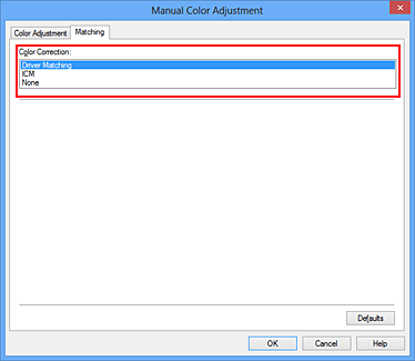 figure:Color Correction in the Manual Color Adjustment dialog box
