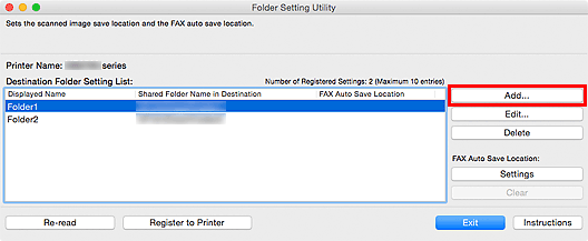 figure: Folder Setting Utility window