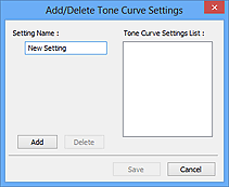 figure: Add/Delete Tone Curve Settings dialog box