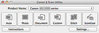 Canon : PIXMA-Handbücher : MX920 series : Hauptbildschirm von IJ Scan Utility