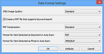 figure: Data Format Settings dialog box