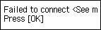 Error screen: Failed to connect
