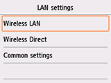 Bildschirm "LAN-Einstellungen": "WLAN" auswählen