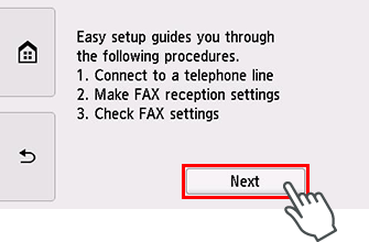 Bildschirm Einfache Einrichtung: Die einfache Einricht. führt Sie durch die folgenden Verfahren.