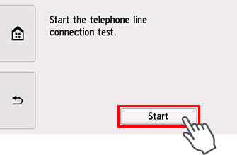 Bildschirm Einfache Einricht.: Verbindungsprüfung für Telefonleitung starten