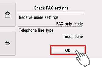 Bildschirm Einfache Einrichtung: Faxeinstellungen überprüfen