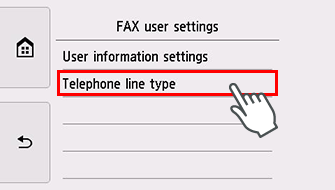 Bildschirm Fax-Benutz.einst.: Telefonleitungstyp auswählen